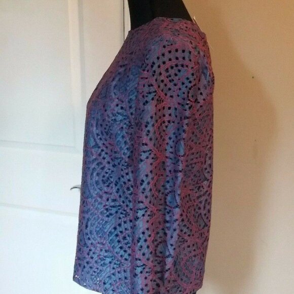 NWT Banana Republic Blue & Red Womens Lace Blouse - Picture 3 of 5